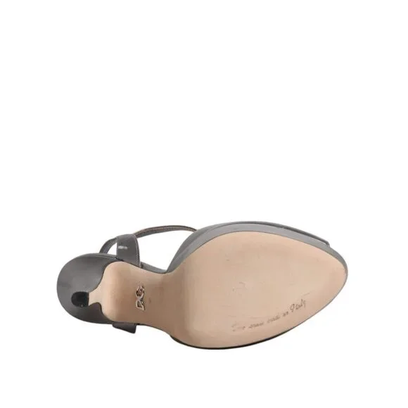 Dolce & Gabbana Silver Leather Platform Heels Sandals Shoes - Picture 8 of 10